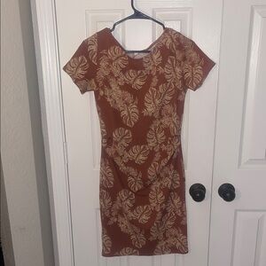 Pinkblush Terracotta Leaf Print Mini Dress